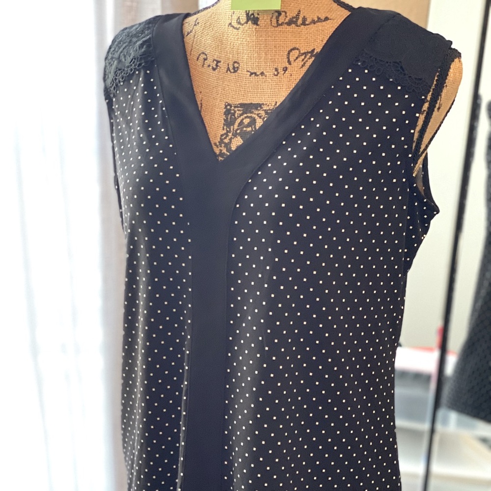 Black and white polka dot tank